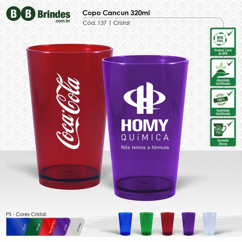 Copos personalizado, Canecas personalizada, Long drink personalizado - Copo CANCUN CRISTAL 320mL