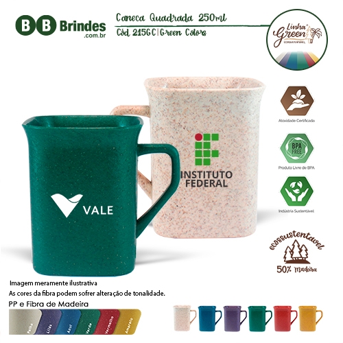  - Caneca Quadrada Green Colors 250ml