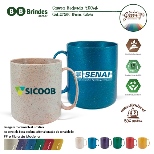 Copos personalizado, Canecas personalizada, Long drink personalizado - Caneca Redonda Green Colors 400ml