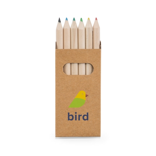 Canetas personalizadas, lapiseiras personalizadas e lápis personalizado - Caixa de cartão com 6 mini lápis de cor