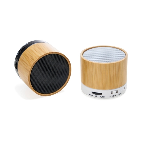 Brindes eletrônicos personalizados - Caixa de Som Multimídia Bambu