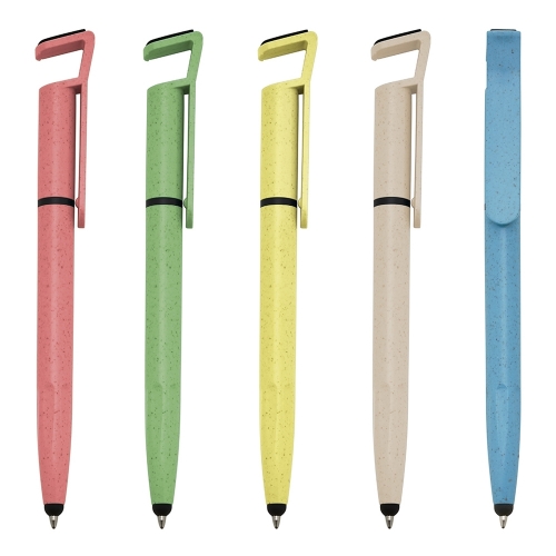 caneta personalizada - Caneta Fibra de Bambu Touch com Suporte