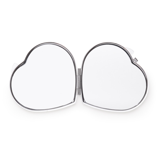 Espelhos personalizados - Espelho Metal Duplo Coração com Aumento