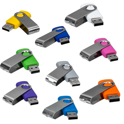 Pen drive personalizado, pen card personalizado, brindes para informática - Pen Drive SM Giratório Metal 4GB